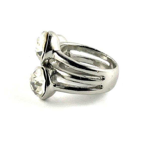 Cute Silver Tone CZ Ring Size 6 - Picture 3 of 4